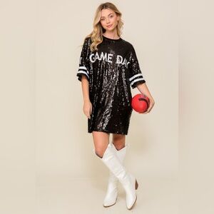 Sequin Game Day Jersey  Shirt Dress